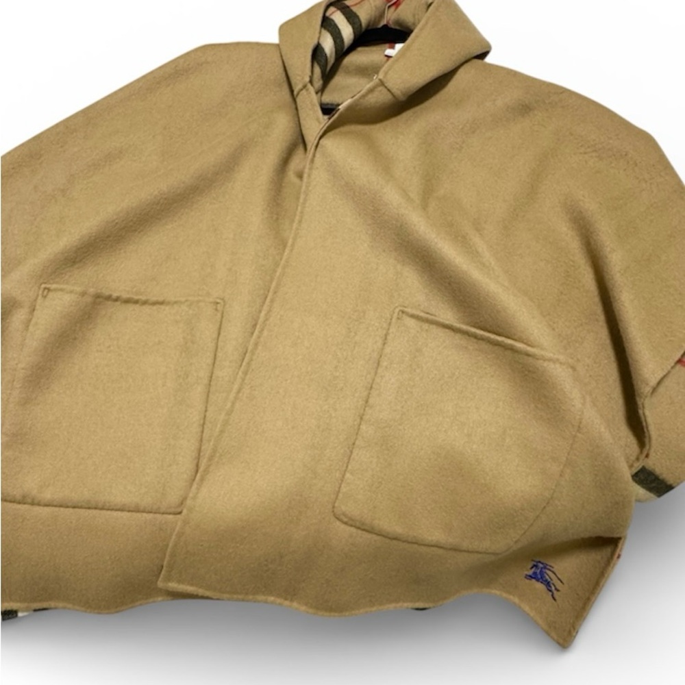 Burberry Camel Plaid Hooded Cape - Picture 7 of 9